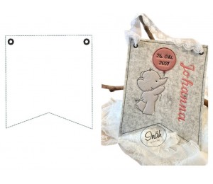 Stickdatei ITH - Wimpel Basic blanko Fähnchen mit Ösen